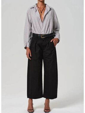Citizens of Humanity Women's Cara Pleated High Waist Cropped Pants Black